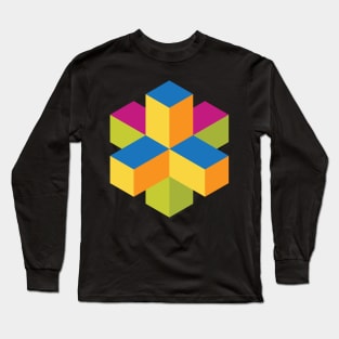 Isometric abstract color cubes Long Sleeve T-Shirt